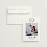 "watercolor flowers crest" - Save the Dates in Dusty Blue by Cass Loh - Save the Date with Envelope