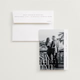 "Editorial lettering" - Save the Dates in Pearl by Ana de Sousa - Save the Date with Envelope