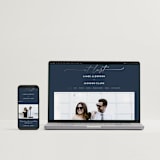 "At Last" - Save the Dates in Navy by Susan Asbill - FREE Wedding Website