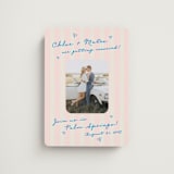 "The Right Stripes" - Save the Dates in Pink Grapefruit by Jackie Crawford - Magnet Front