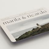 "Nameplate" - Save the Dates in Linen by Blustery August - Detail