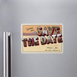 "A Retro Save the Date" - Save the Dates in Sunset by Ashley Bird - Front