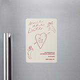 "Crazy Little Thing Called Love" - Save the Dates in Cream by Helena Vitto - Magnet Front