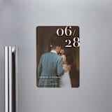 "Our Big Date" - Save the Dates in Pearl by Shannon Chen of Four Wet Feet Studio - Magnet Front