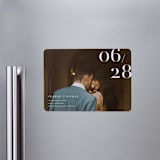 "Our Big Date" - Save the Dates in Pearl by Shannon Chen of Four Wet Feet Studio - Magnet Front