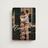 "Sentimental Script" - Save the Dates in Cotton by Susan Zinader - Front