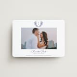 "watercolor flowers crest" - Save the Dates in Dusty Blue by Cass Loh - Front