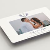 "watercolor flowers crest" - Save the Dates in Dusty Blue by Cass Loh - Detail