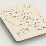 "Sunny Love" - Save the Dates in Sand by Ashley Iwafuchi - Detail