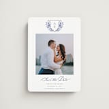 "watercolor flowers crest" - Save the Dates in Dusty Blue by Cass Loh - Magnet Front