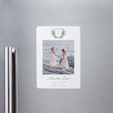 "watercolor flowers crest" - Save the Dates in Moss by Cass Loh - Magnet Front