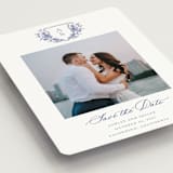 "watercolor flowers crest" - Save the Dates in Dusty Blue by Cass Loh - Detail