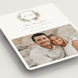 "Foliage Crest" - Save the Dates in Mulberry by Everett Paper Goods - Detail