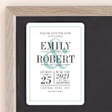 "Wed in Type" - Save the Dates in Sky by Ariel Rutland - Front
