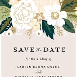"Classic Floral" - Save the Dates in Cream by Alethea and Ruth - Detail