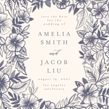 "Watercolor Floral Frame" - Save the Dates in Lavender by Katharine Watson - Detail