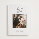 "Hayworth" - Letterpress Save the Date Photo Mount Cards in Soft Black by Olivia Kanaley Inman - Front