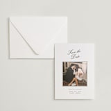 "Hayworth" - Letterpress Save the Date Photo Mount Cards in Soft Black by Olivia Kanaley Inman - Card with Envelope
