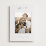 "Modern Air" - Letterpress Save the Date Photo Mount Cards in Provincial Blue by Stacey Meacham - Front