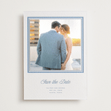 "Lauren" - Letterpress Save the Date Photo Mount Cards in Provincial Blue by Blustery August - Front