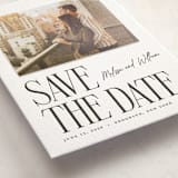 "Merry Stack" - Letterpress Save the Date Photo Mount Cards in Soft Black by Ekko Studio - Premium Photo Paper Mounted on Card