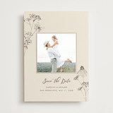 "Sketched Florals" - Save the Date Photo Mount Cards in Sandpaper by Baumbirdy - Front