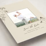 "Sketched Florals" - Save the Date Photo Mount Cards in Sandpaper by Baumbirdy - Premium Photo Paper Mounted on Card