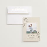 "Sketched Florals" - Save the Date Photo Mount Cards in Sandpaper by Baumbirdy - Card with Envelope