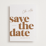 "Retro" - Letterpress Save The Dates in Latte by Eric Clegg - One Color
