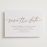 "At Last" - Letterpress Save The Dates in Matte Gold by Susan Asbill - One Color