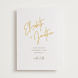 "Marked" - Letterpress Save The Dates in Matte Gold by JoAnn Jinks - Two Color