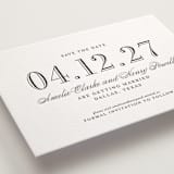 "Hepburn" - Letterpress Save The Dates in Soft Black by Megan Davis - Detail
