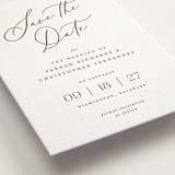 "Beautifully Scripted" - Letterpress Save The Dates in Burnt Sienna by Hooray Creative - Detail