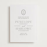 "Cosmopolitan" - Letterpress Save The Dates in Soft Black by Meagan Christensen - Two Color