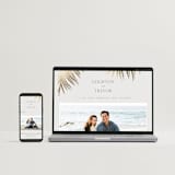 "Gilded Palm" - Letterpress Save The Dates in Mint by Melinda Denison - FREE Wedding Website