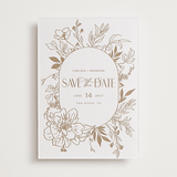 "Chelsea" - Letterpress Save The Dates in Matte Gold by Vera Lim - One Color