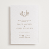 "floral crest" - Letterpress Save The Dates in Champagne by Cass Loh - One Color