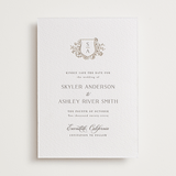 "floral crest" - Letterpress Save The Dates in Champagne by Cass Loh - Two Color