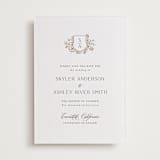 "Floral Crest" - Letterpress Save The Dates in Champagne by Cass Loh - Two Color