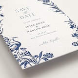 "Porcelain Garden" - Letterpress Save The Dates in Lapis by Corinne Malesic - Detail