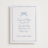 "ribbon bow drawing" - Letterpress Save The Dates in Provincial Blue by Cass Loh - One Color
