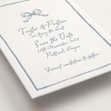 "ribbon bow drawing" - Letterpress Save The Dates in Provincial Blue by Cass Loh - Detail