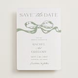 "Big Bow" - Letterpress Save The Dates in Mint by Teju Reval - One Color