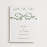 "Big Bow" - Letterpress Save The Dates in Mint by Teju Reval - One Color