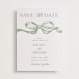 "Big Bow" - Letterpress Save The Dates in Mint by Teju Reval - Two Color