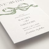 "Big Bow" - Letterpress Save The Dates in Mint by Teju Reval - Detail