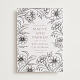 "Inked Wildflowers" - Letterpress Save The Dates in Soft Black by Katharine Watson - Two Color
