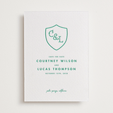 "Simple Crest" - Letterpress Save The Dates in Shamrock by mo kelley - One Color