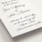 "Scripted in Love" - Letterpress Save The Dates in Soft Black by Janean Hinger - Detail