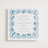 "Petite Jolie" - Letterpress Save The Dates in Sky Blue by Hannah Bowman - Two Color